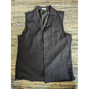 Vintage Testardi Wool Blend Vest Men's 46R Black Purple Pinstripe 4 Button 90s